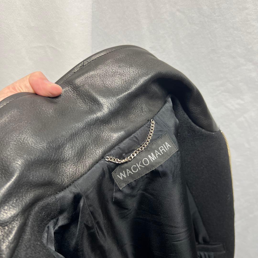 ジャケット・アウター WACKO MARIA LEATHER VARSITY JACKET M