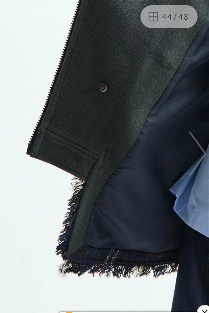 新品AULAAILA パッチワークボアチェックフリンジライダース