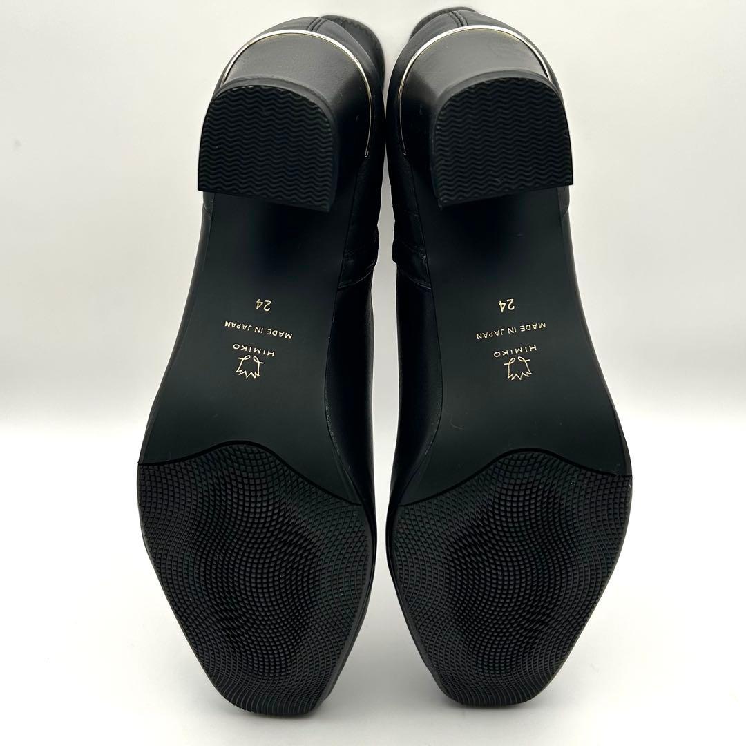 未使用✨ HIMIKO 【24㎝】 シープレザーストレッチブーツ サイドジップ