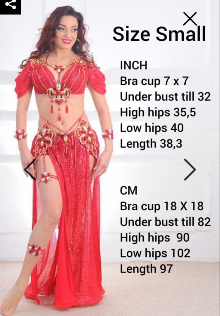 ベリーダンス 衣装 Aida Style 赤スパンコール 