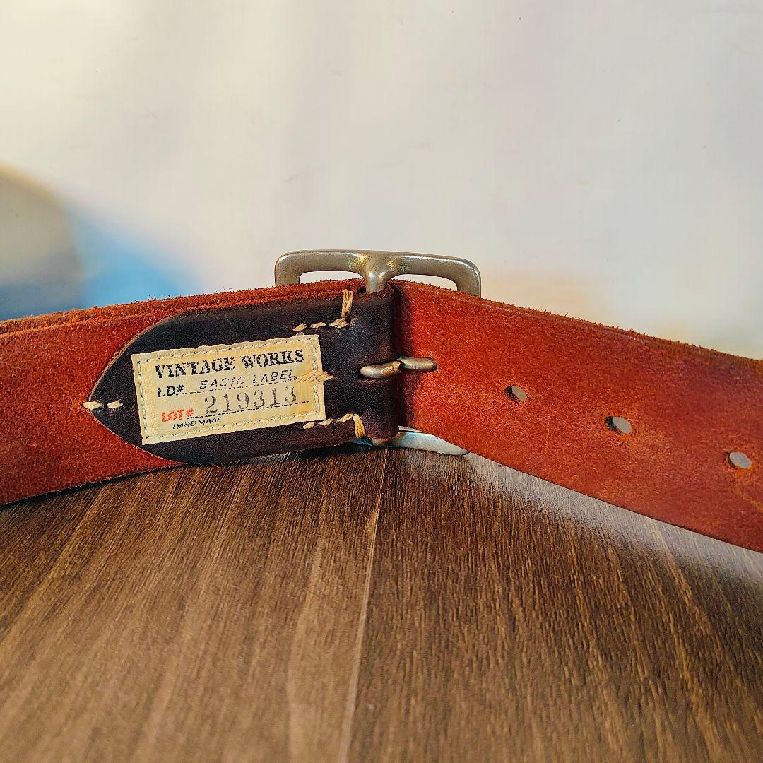 【極上品】Vintage Works DH5697　高級茶芯スタッズドレスベルト