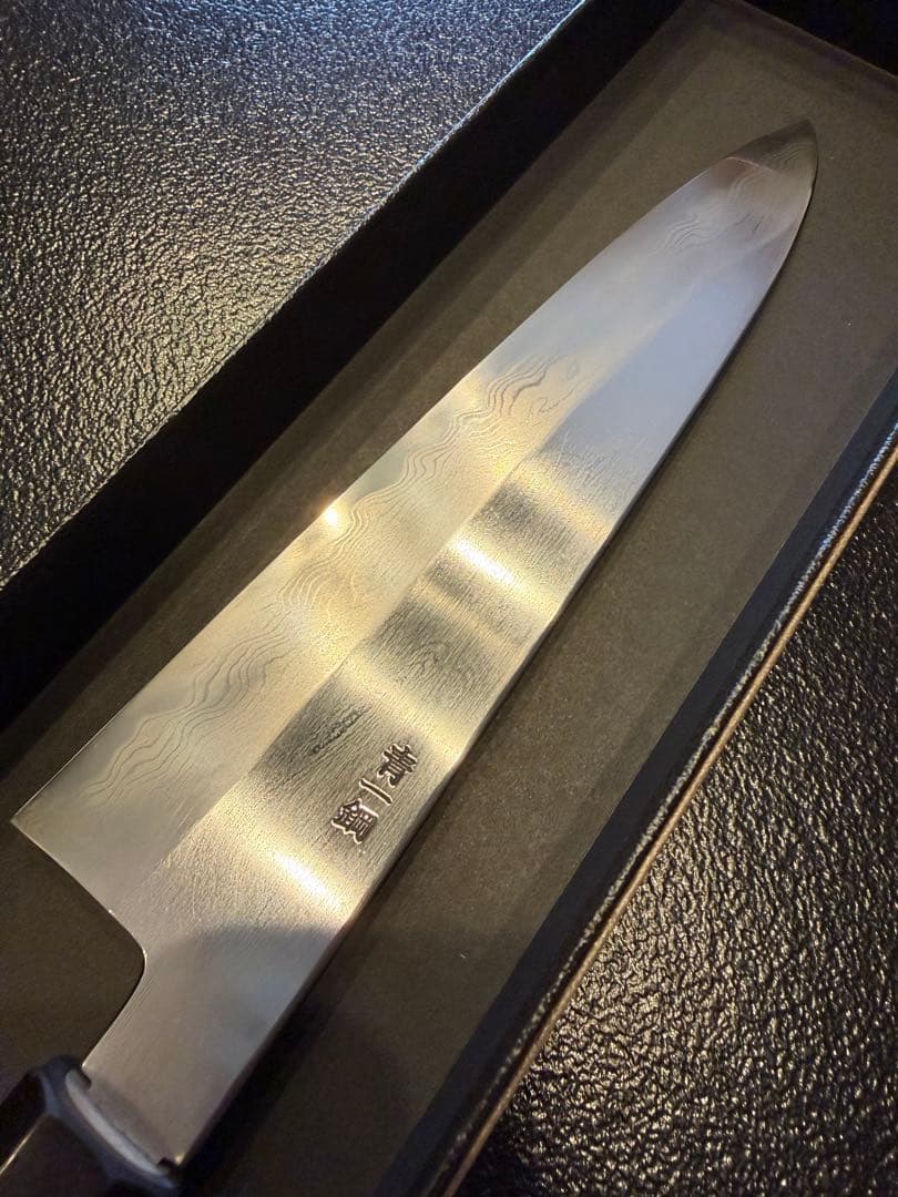 青一鋼　和牛刀七寸　ダマスカス　シノギあり　中川作