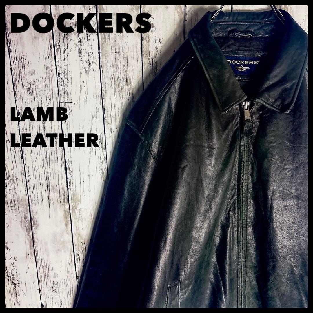 ラムレザージャケット スウィングトップ XL相当 ブラック 本革 古着