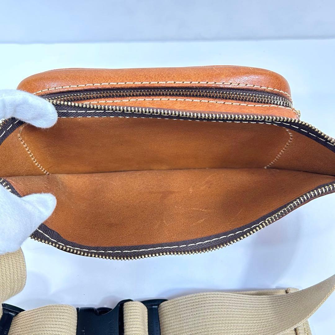 HERZ ボディバッグ ウエストバッグ レザー キャメル