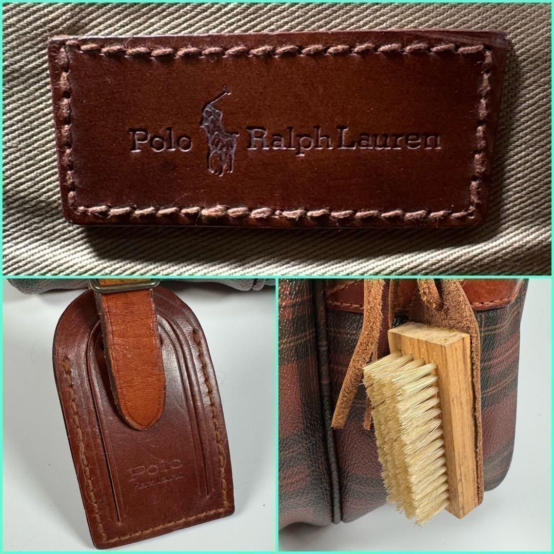 美品 A4収納 ポロラルフローレン メッセンジャーバッグ ブラウン チェック