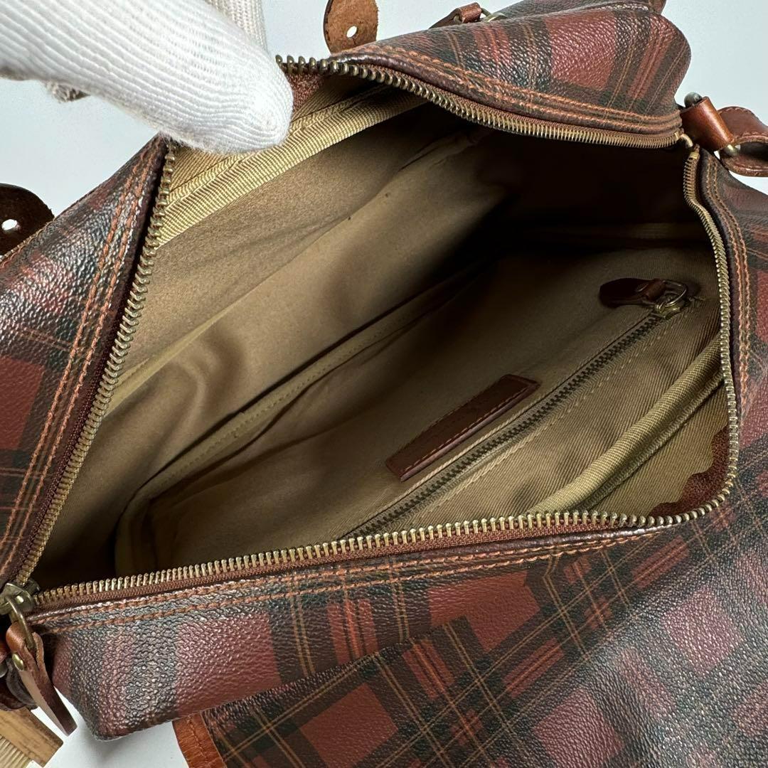 美品 A4収納 ポロラルフローレン メッセンジャーバッグ ブラウン チェック