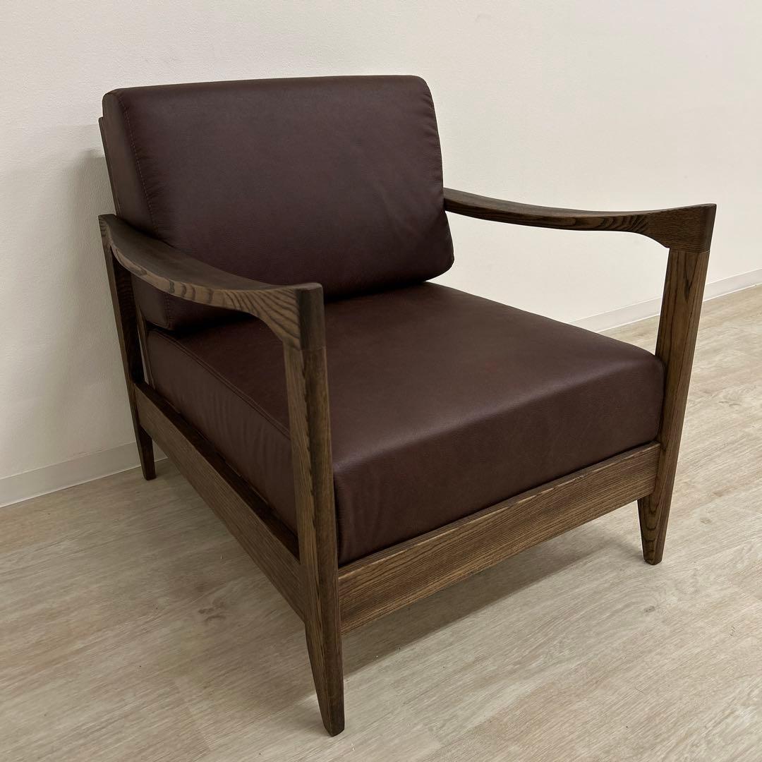 展示品☆1人掛ソファ 1Pソファ ラウンジチェア 北欧風 木部フレーム おしゃれ