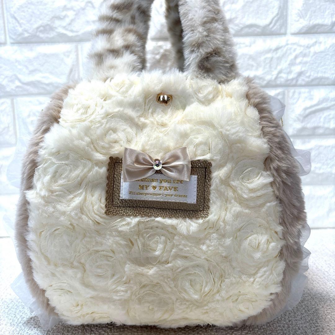 黒*こ様 コヤンイサムチョン　ハンドメイド　フリルファーバッグ　ベージュヒョウ柄