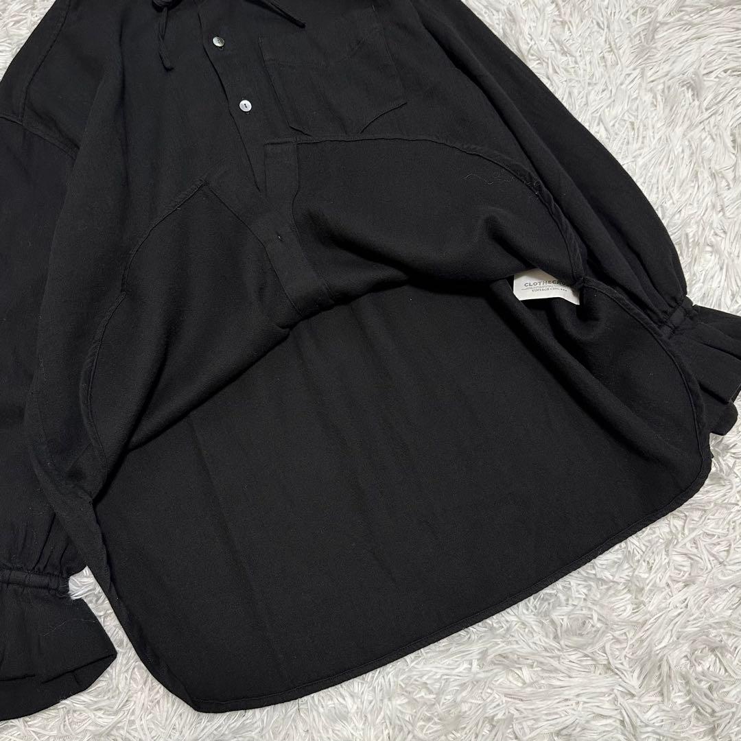 新品✨25年CLOTH&CROSS二重織コットンヘリンボーンフリルリボンブラウス