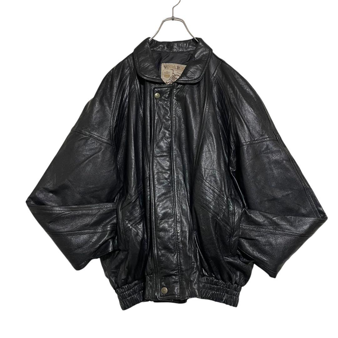 【大きいサイズ×イタリア製】本革リアルレザーシングルライダースジャケット 黒XL