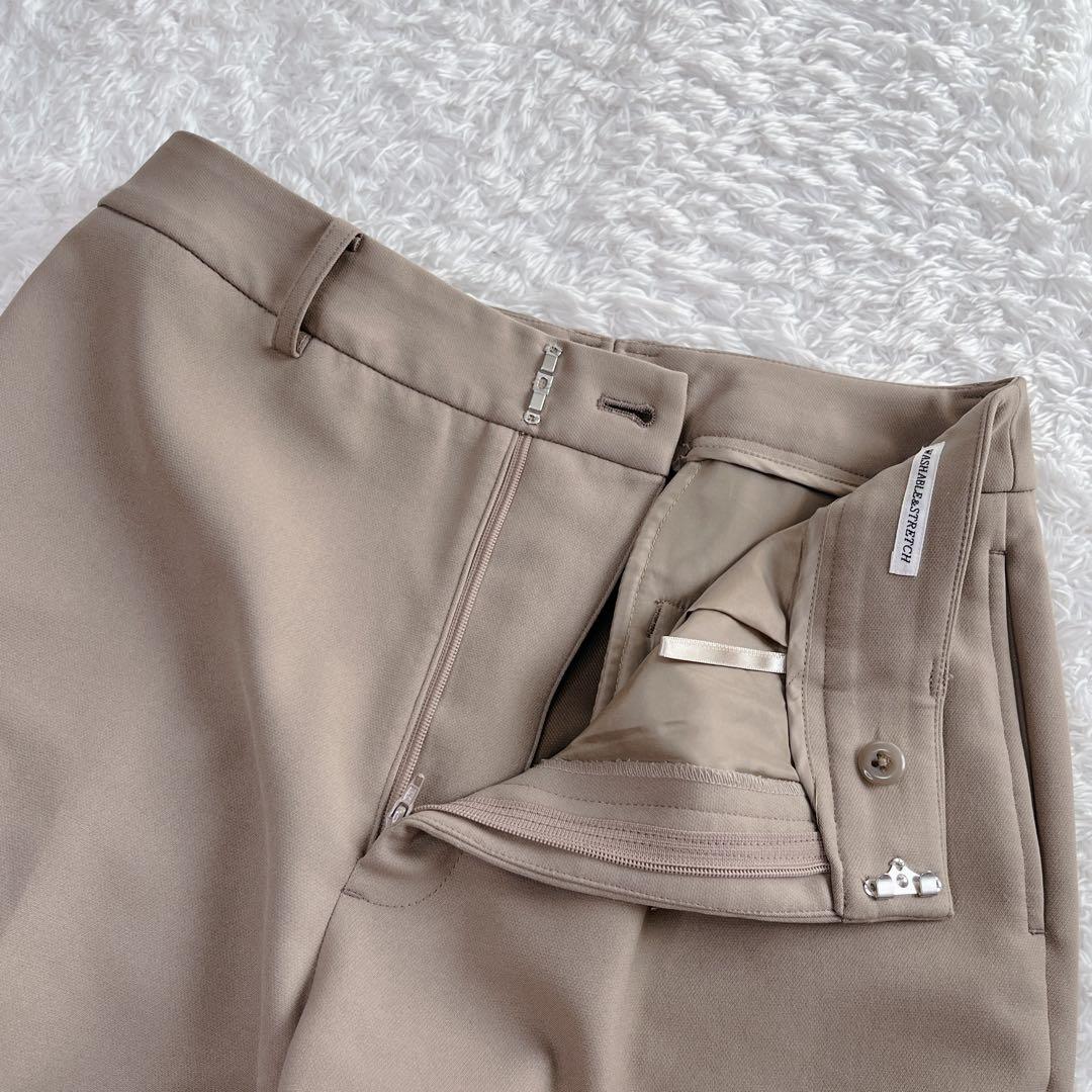 美品✨アンカーウーマン パンツスーツ ノーカラー 洗える モカベージュ近年モデル