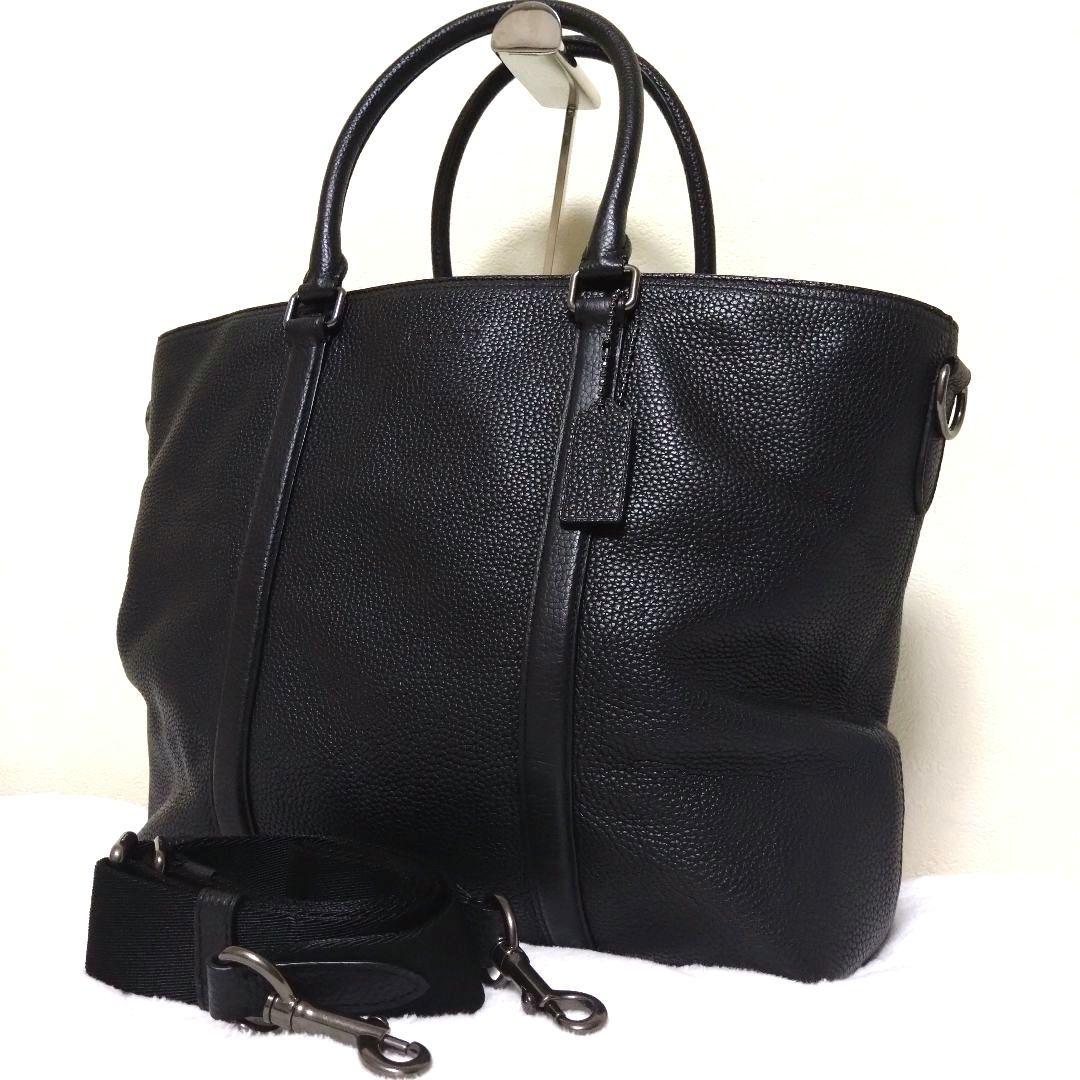 コーチ メトロポリタン トートバッグ ビジネス レザー シボ革 2way 黒