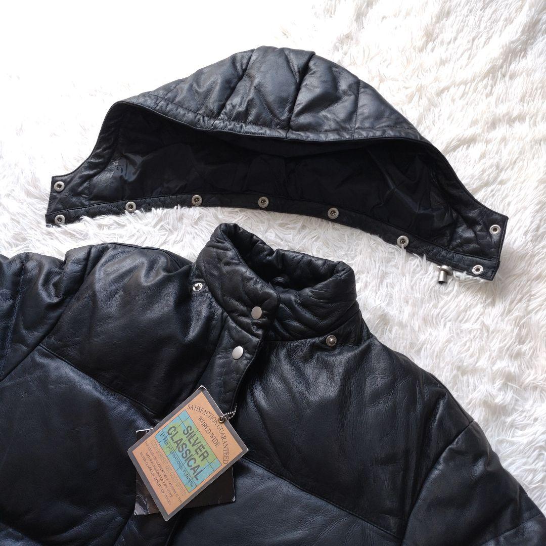 【定価25万】リアルレザー ロングダウンコート 黒 L フード取り外し可 防寒