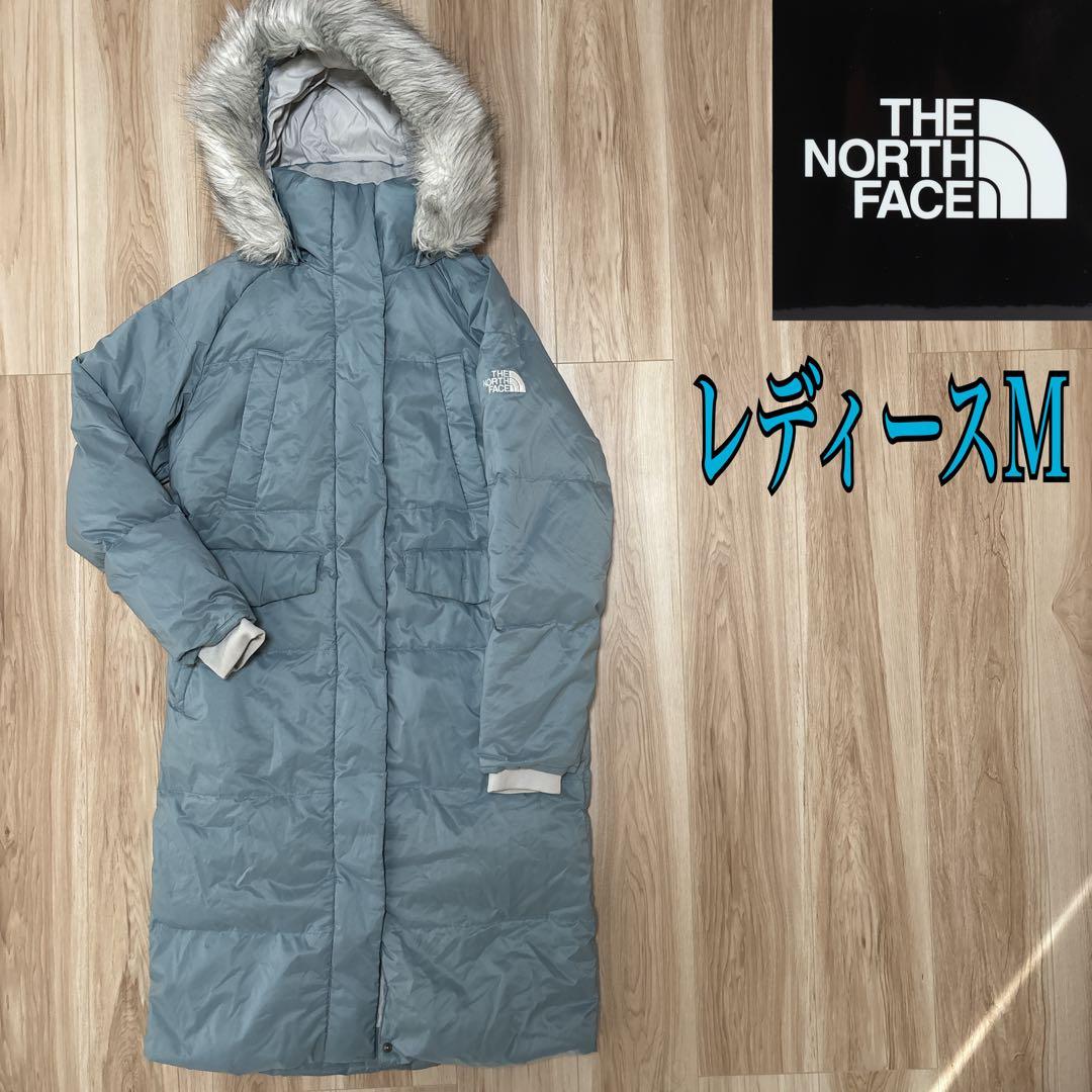 【希少カラー】ノースフェイス ロングダウン ベンチコート 肩ロゴ レディースM