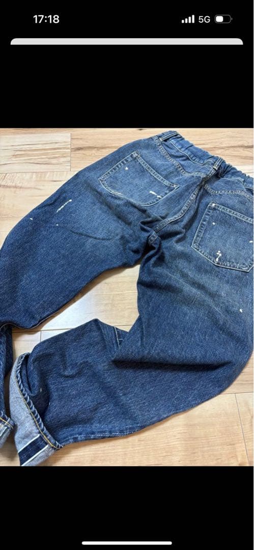 たなとしDENIMDUNGAREE 刺繍ペンキ飛ばしデニムパンツ