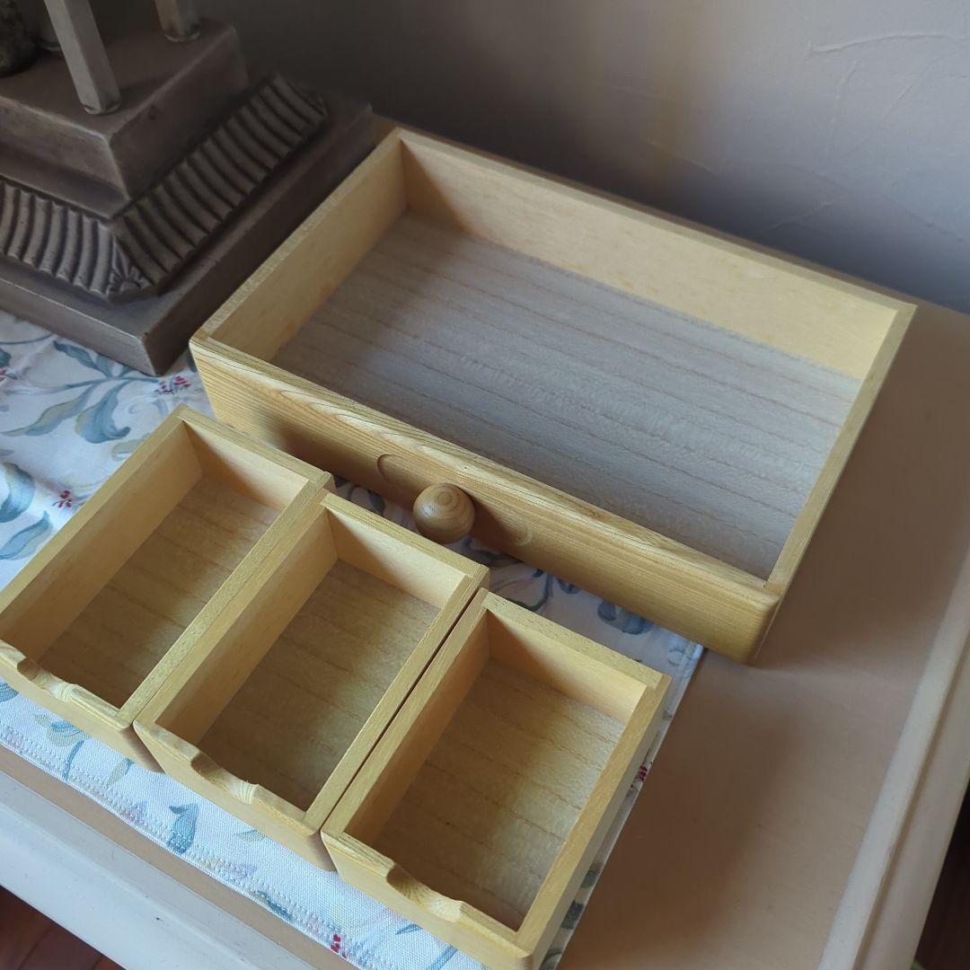 木製蛇腹コスメボックス　木箱収納　メイクボックス　化粧箱　小物入れナチュラル