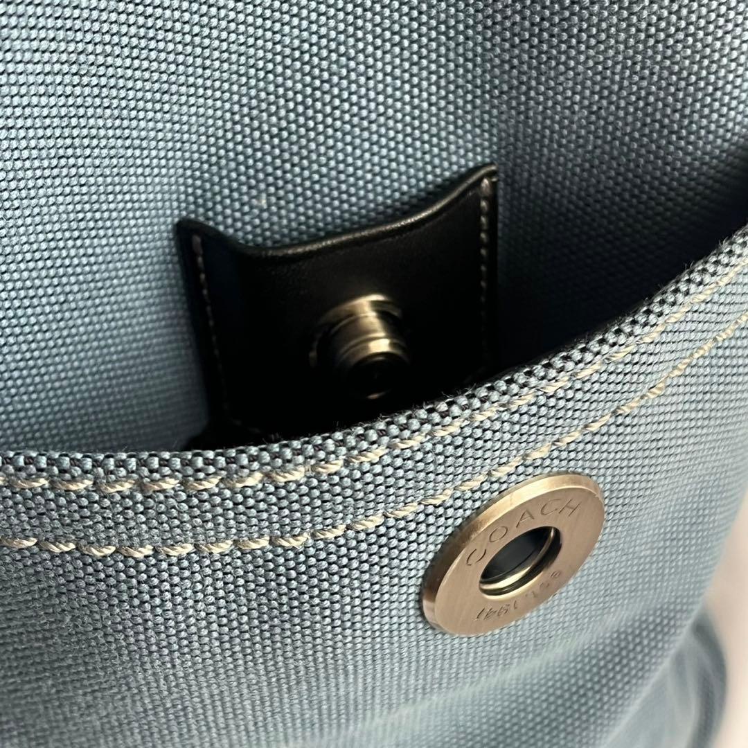 ✨未使用級✨　coach トートバッグ　キャンバス　レザー　淡い青色　メンズ