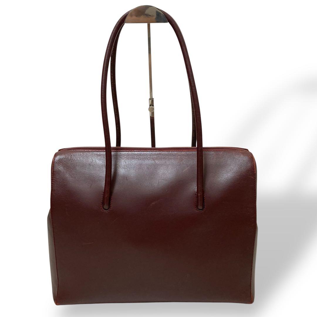【ヴィンテージ】カルティエ　ブリーフケース　ボルドー　レザー　トートバッグ大容量