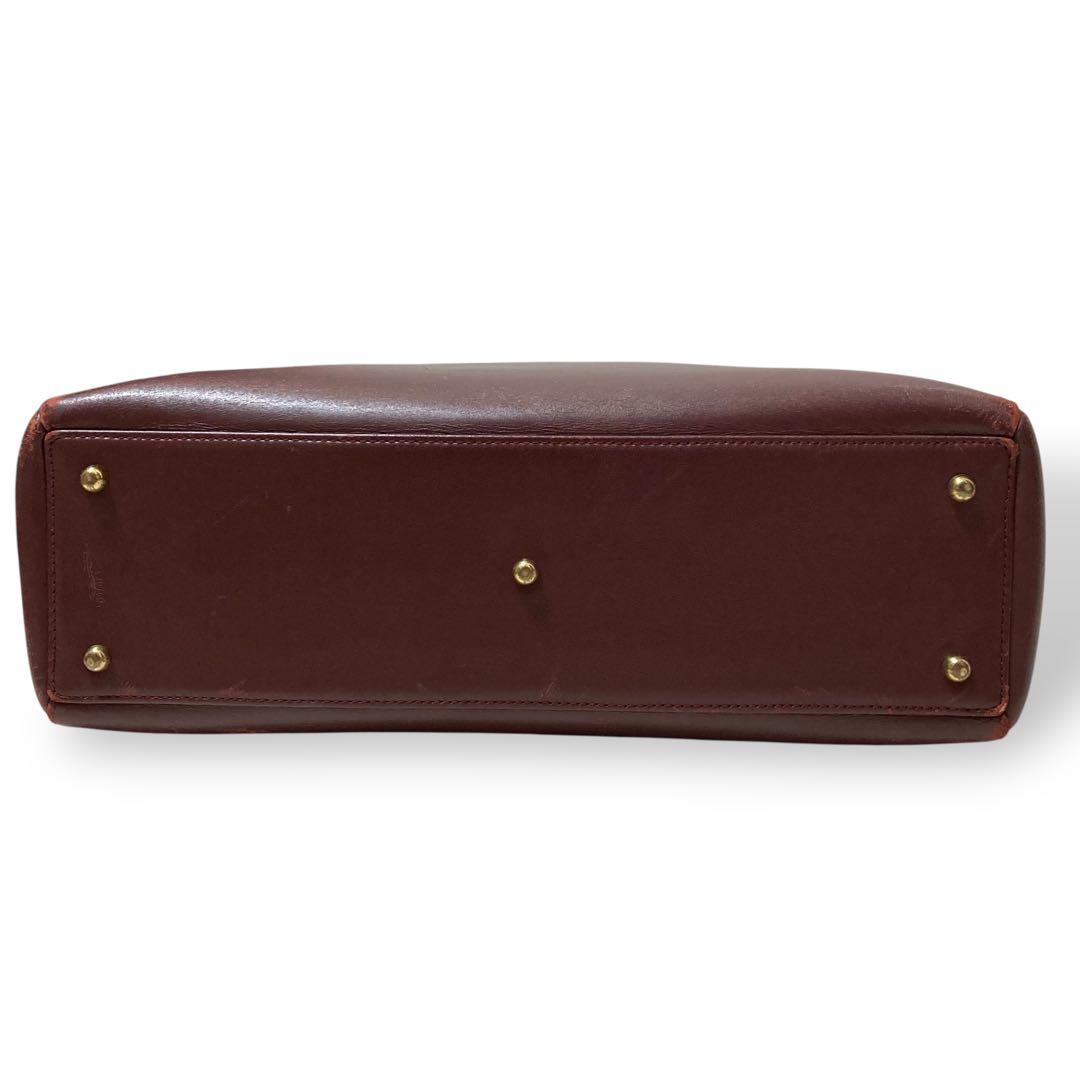 【ヴィンテージ】カルティエ　ブリーフケース　ボルドー　レザー　トートバッグ大容量