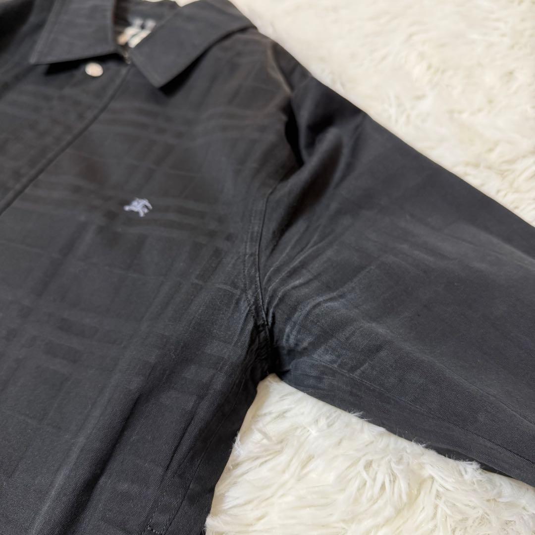 希少L バーバリーブラックレーベル ホースロゴ シャドーチェック ジャケット 黒