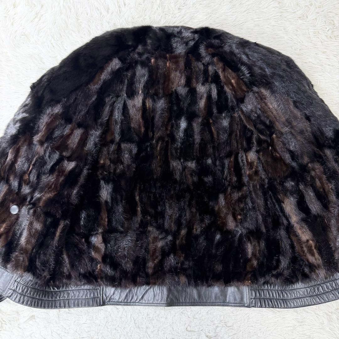 【希少デザイン】VINTAGE レザー　ミンク　リバーシブル　ダブルジャケット