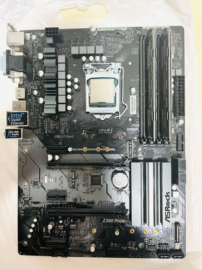 ASRock Z390 Pro4 マザーボード CPUとメモリ付き