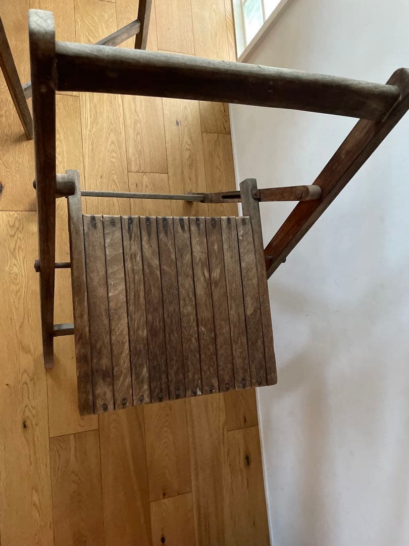 ヴィンテージ　アンティーク　木製折りたたみチェア 2脚セット