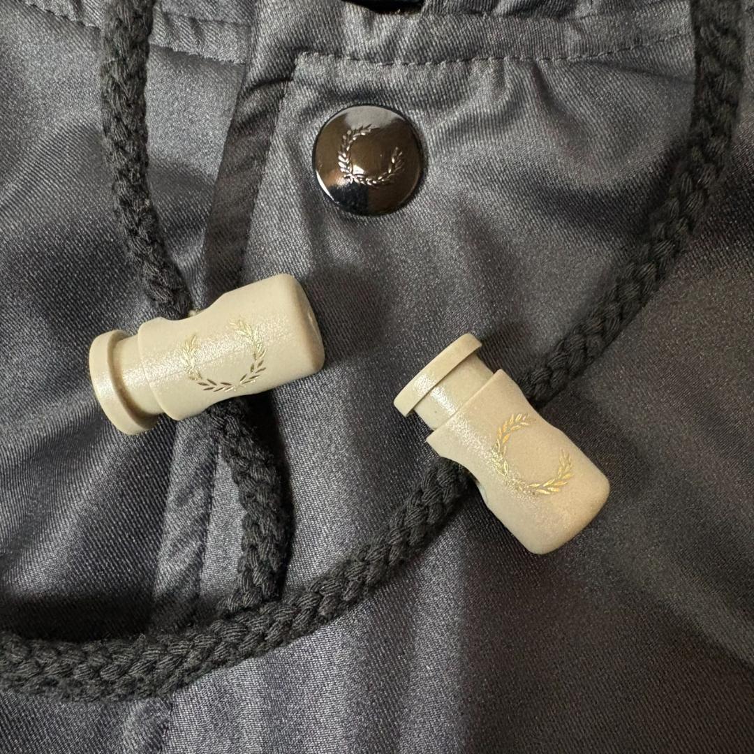 90s FRED PERRY フード付き コーチジャケット ナイロン 黒系 L