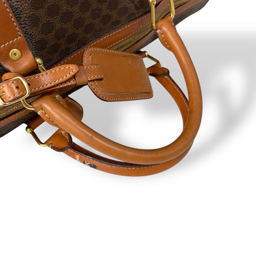 良品 4671 CELINE セリーヌ ボストンバッグ マカダム柄 ブラウン