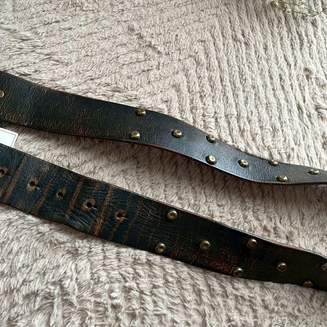 極美品 RRL ダブルアールエル ロゴバックル レザー ベルト メンズ