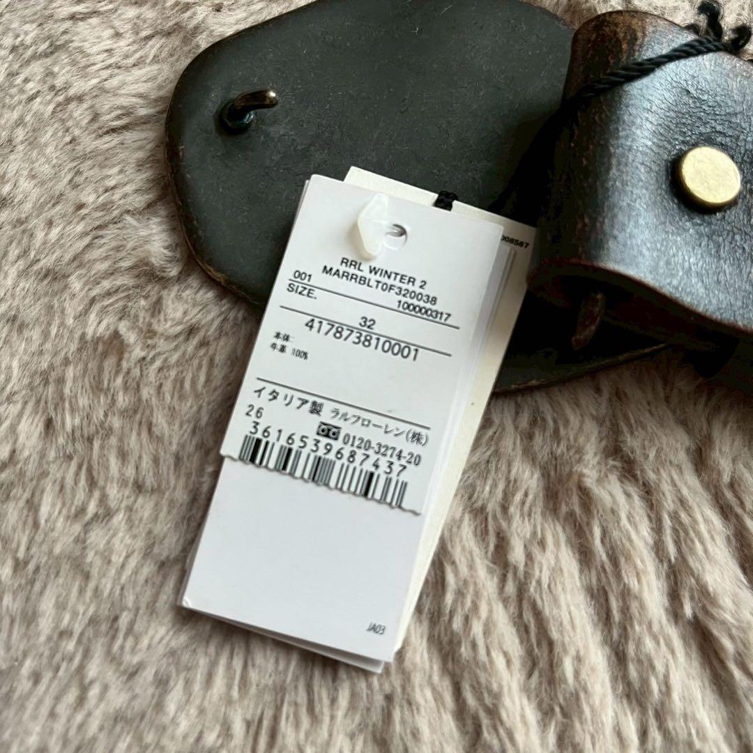 極美品 RRL ダブルアールエル ロゴバックル レザー ベルト メンズ