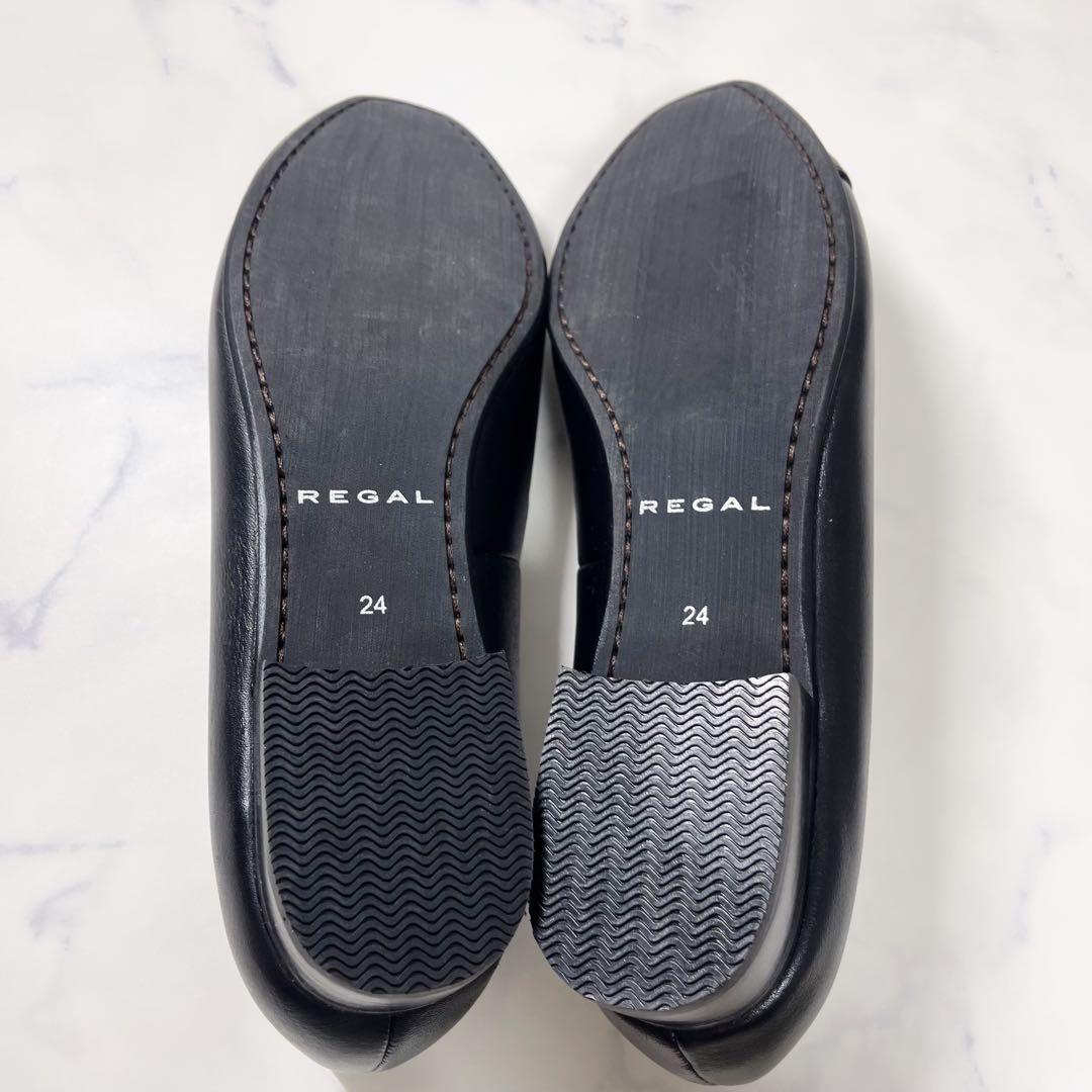 【未使用級】リーガル F25M スリッポン フラットシューズ レザー 24cm黒