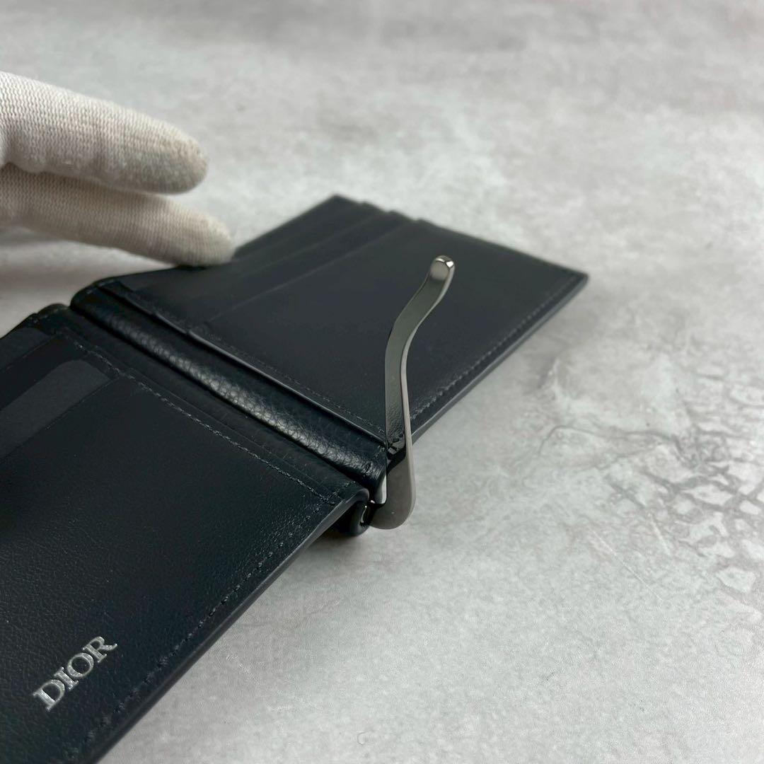 【未使用保管品】 ディオールオム マネークリップ ネイビー レザー