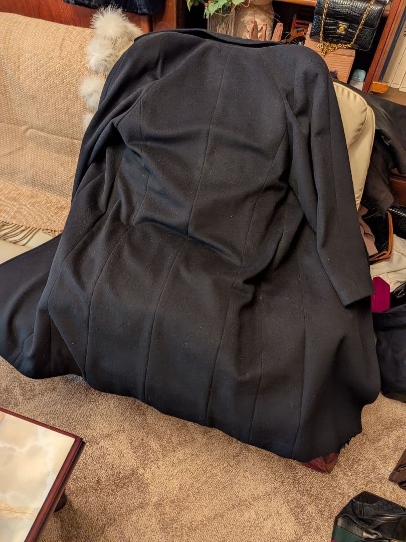 漆黒の華　最高級ピュアカシミアチェスターコート他2点　ブラック　百貨店購入