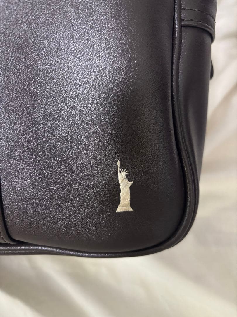 【美品】イーストボーイ　スクールバッグ　刺繍ロゴ　レザー ブラウン 白