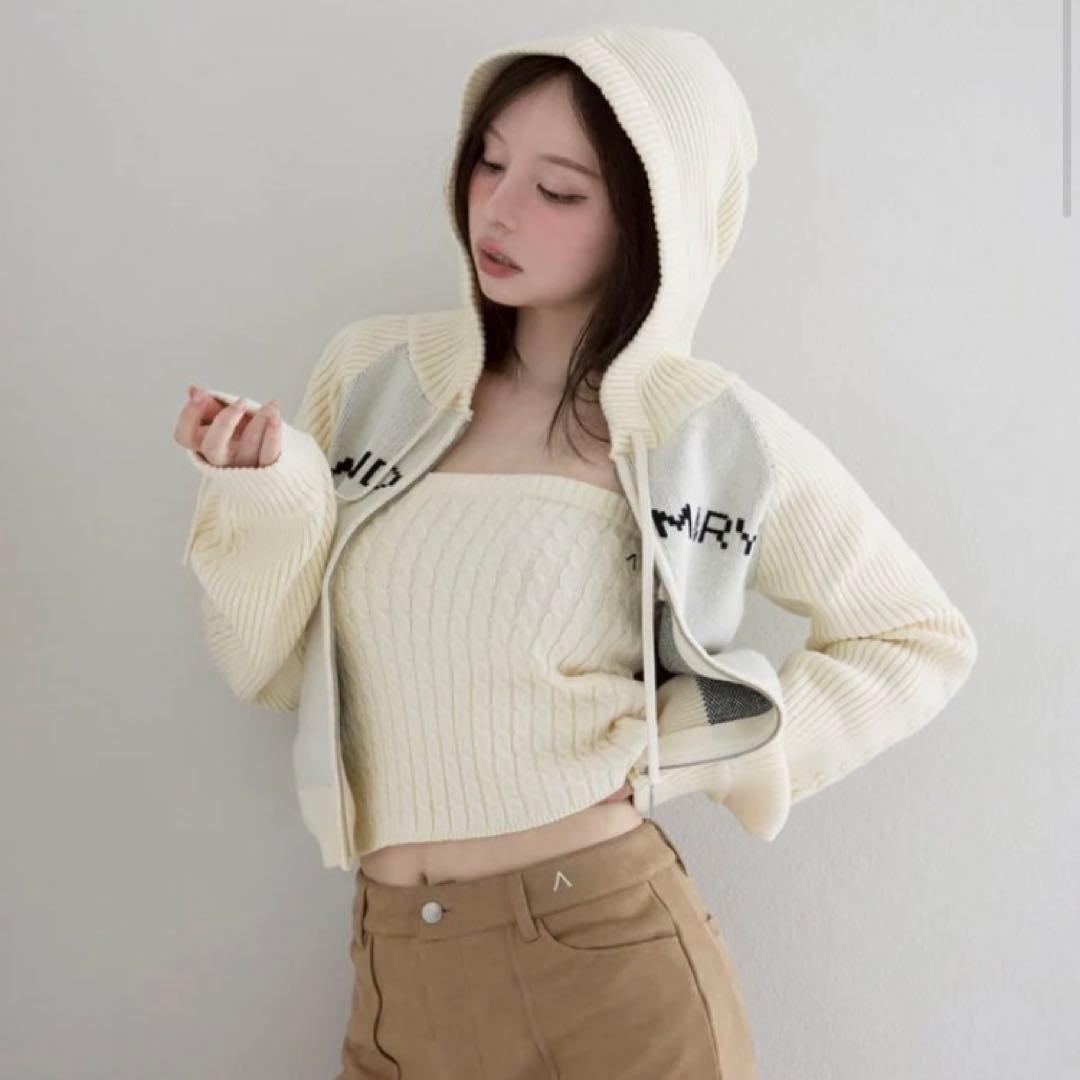 トップス andmary Jeniffer knit hoodie set