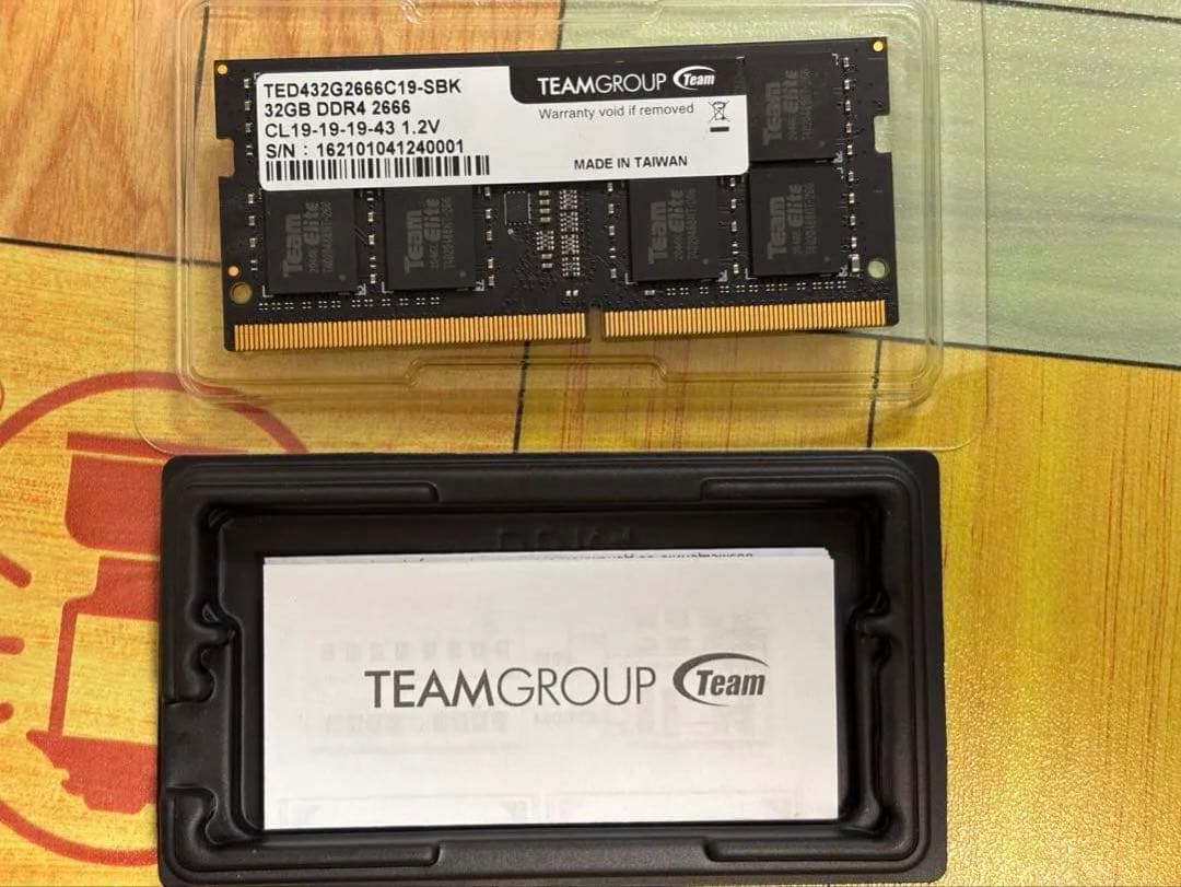 【即購入歓迎】ノート用メモリ　TEAM 32GB DDR4 2666MHz