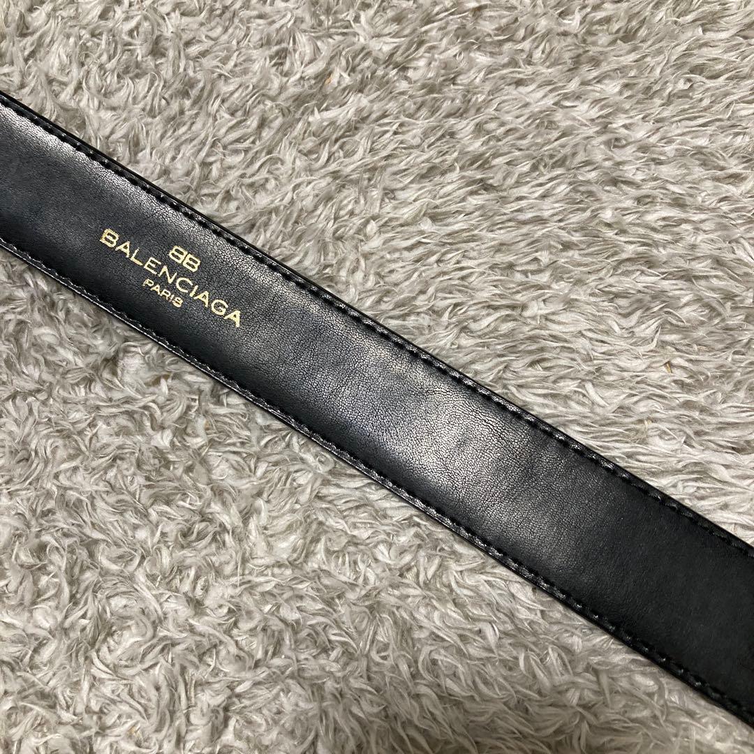 【新品タグ付箱入】バレンシアガ ベルト ★レザー.BBロゴバックル .ブラック