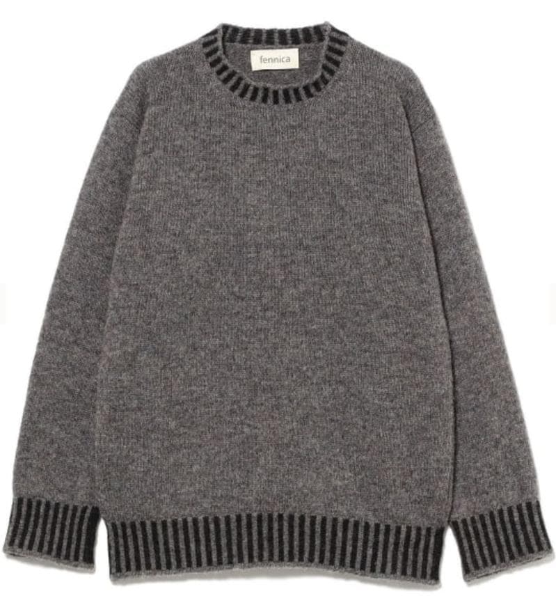 メンズ リブ ストライプ プルオーバーニット