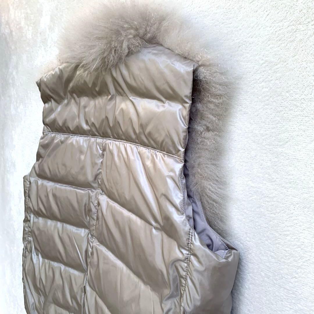 DAMA ダーマコレクション　カシミヤファーダウンベスト　Ｌ　グレージュ