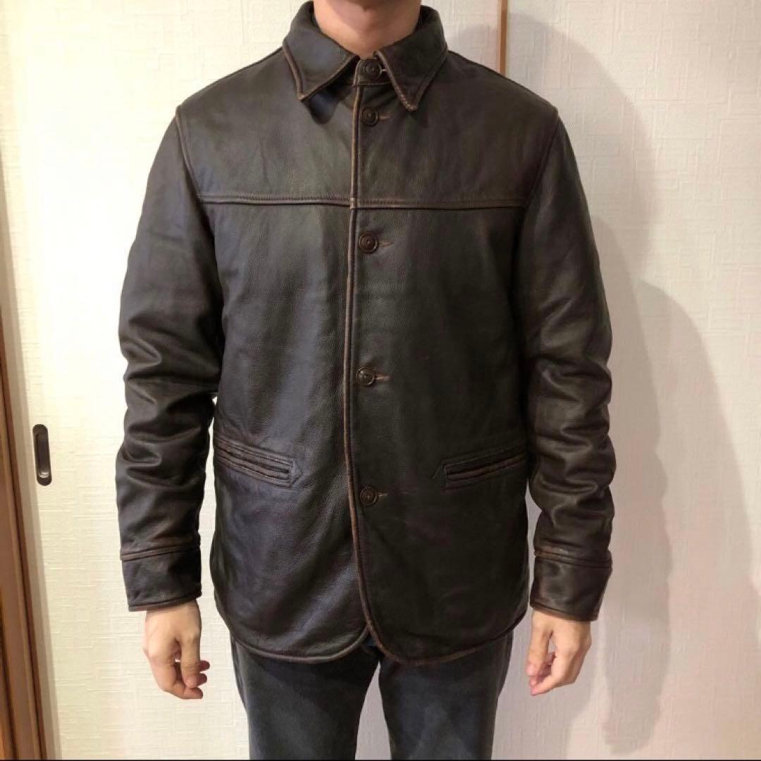 ぱ*る様 カーコート レザー 牛革 ブラウン ヴィンテージ 古着 キムタク