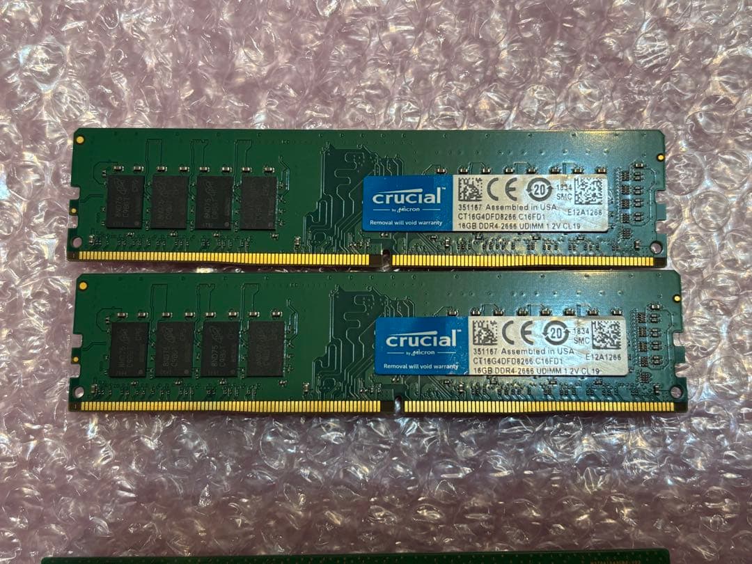 crucial 16GB DDR4 2666 メモリー ２個　計32GB pc4