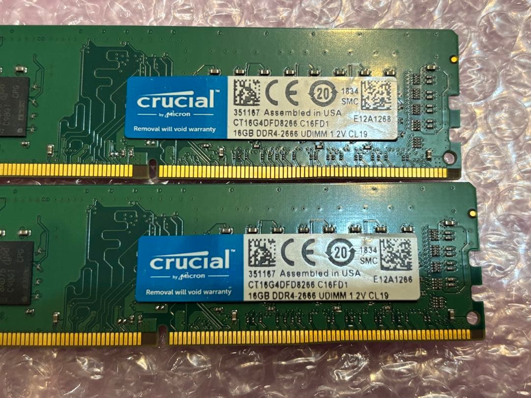 crucial 16GB DDR4 2666 メモリー ２個　計32GB pc4