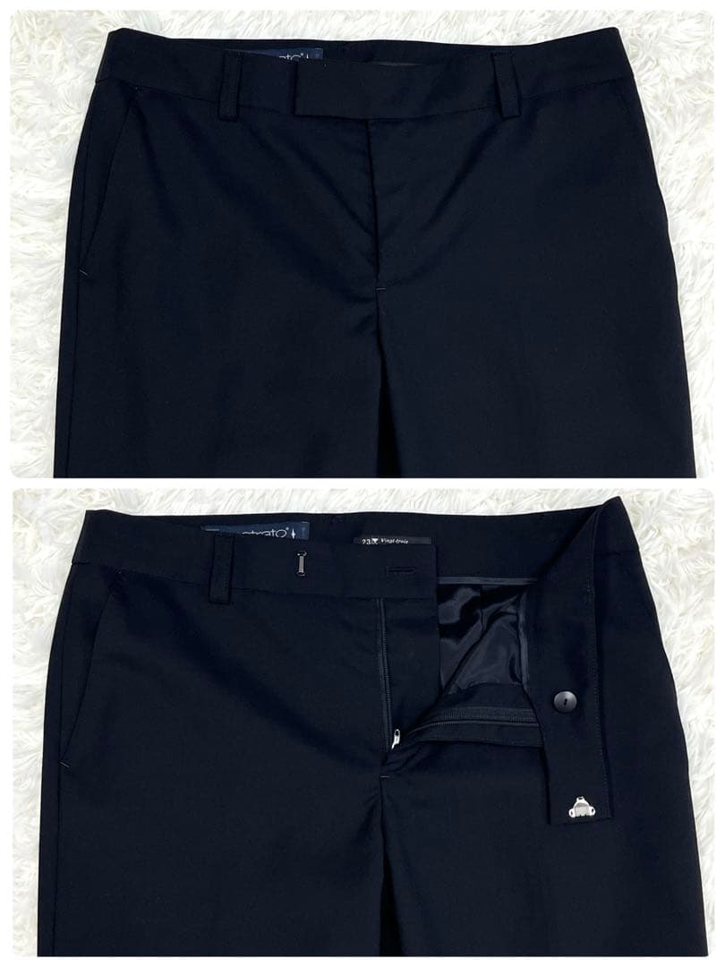 『美品』23区 セットアップパンツスーツ ブラック38 イタリア製生地ストレッチ