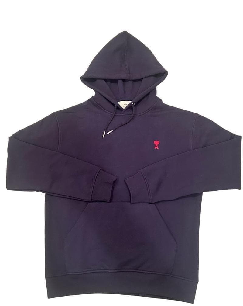 【新品 AMI Paris】パーカー ネイビー L 男女兼用 正規品 赤刺繍ロゴ