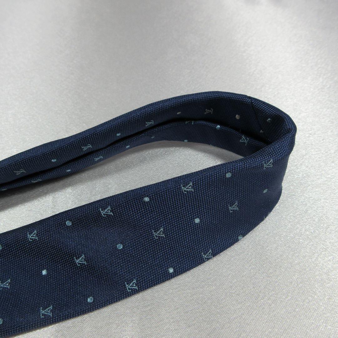 ルイヴィトン　LV　ドット　ネイビー　ネクタイ