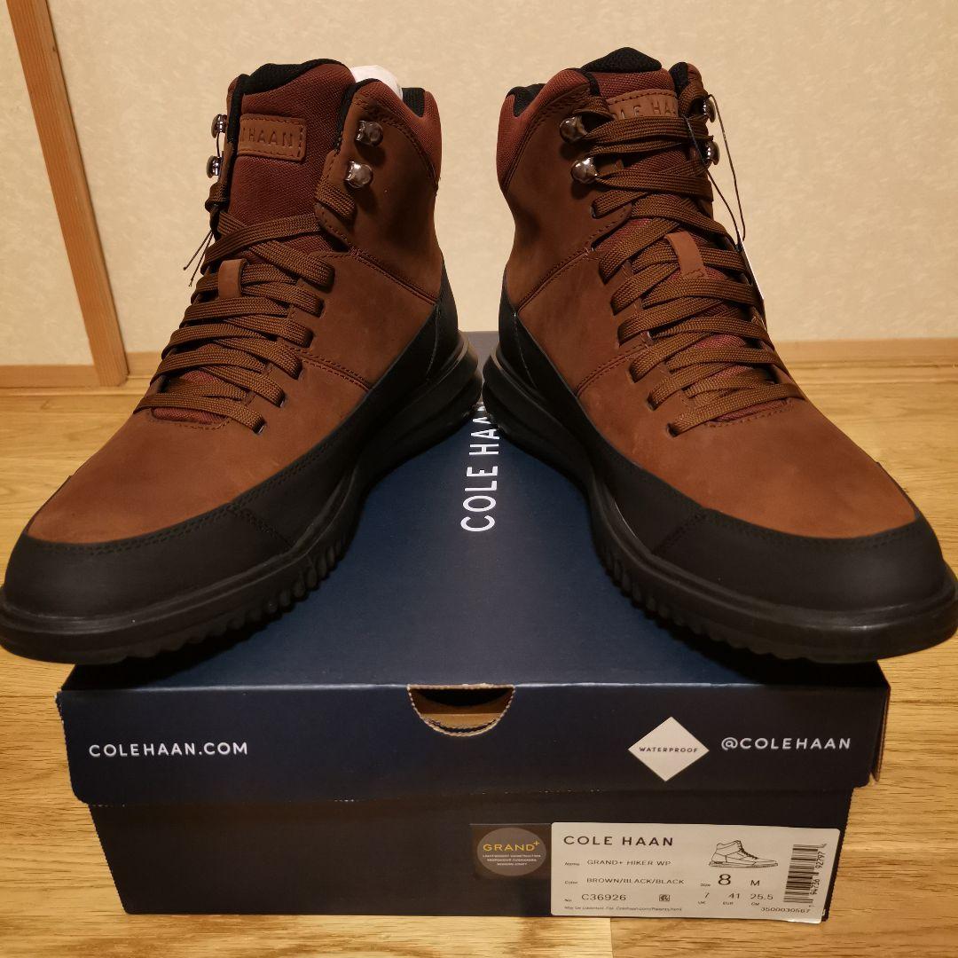 気まぐれ値下 新品)コールハーン GRAND+HIKER WP 茶 25.5