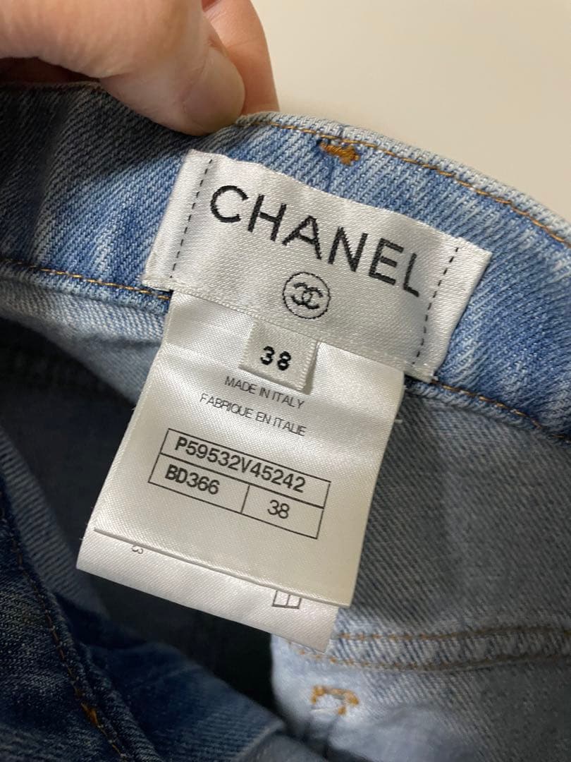 CHANEL シャネル ココステッチ ツイードラインデニムパンツ