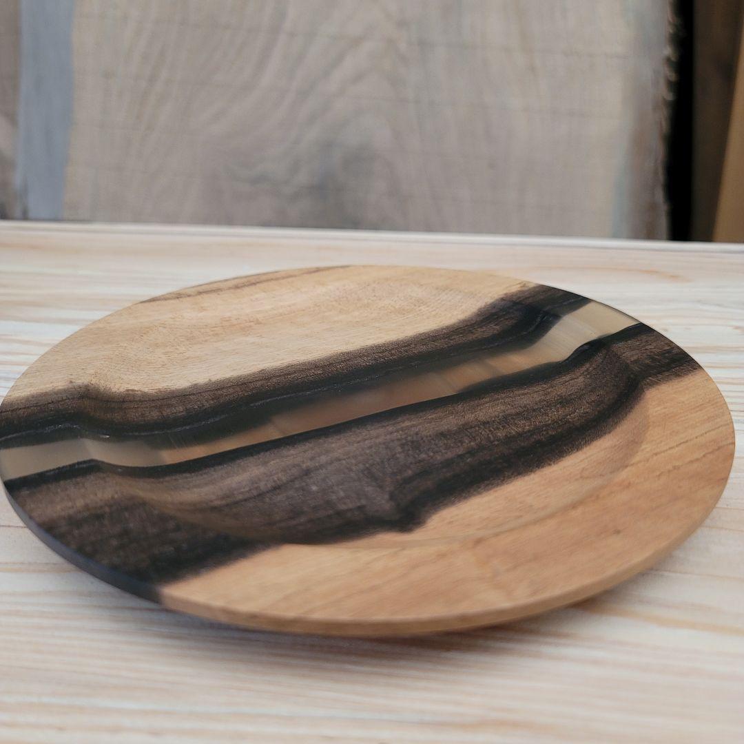かなり希少　黒柿 × レジン樹脂の木皿