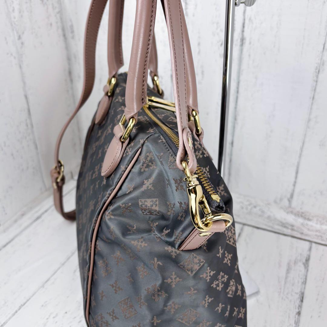 未使用級美品◆russet 2way ボストンバッグ ショルダー グレーピンク